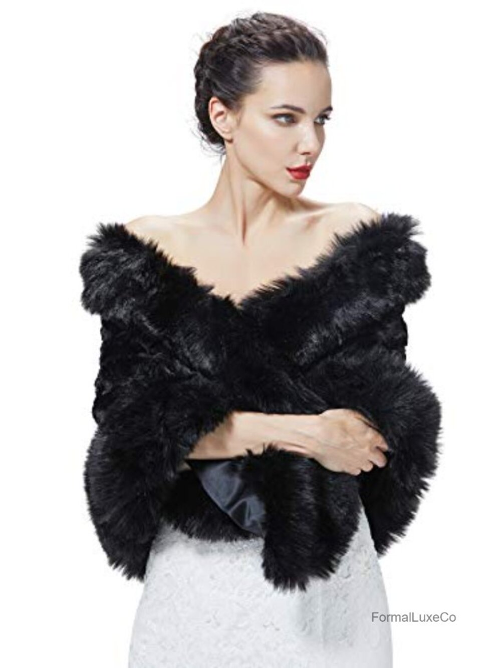 Faux Fur Shawl Wrap Stole Winter Wedding Evening Plus Size